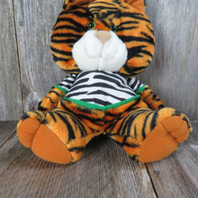 Load image into Gallery viewer, Vintage Tiger Plush Avon Striped Shirt Stuffed Animal 1992 Cat Purrs when Squeezed