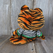 Load image into Gallery viewer, Vintage Tiger Plush Avon Striped Shirt Stuffed Animal 1992 Cat Purrs when Squeezed