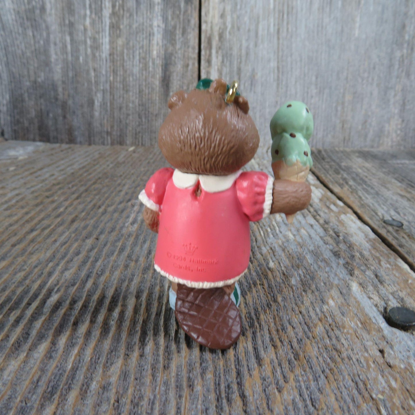 Vintage Beaver Girl with Ice Cream Ornament Scoop-Endous Granddaughter Hallmark 1994