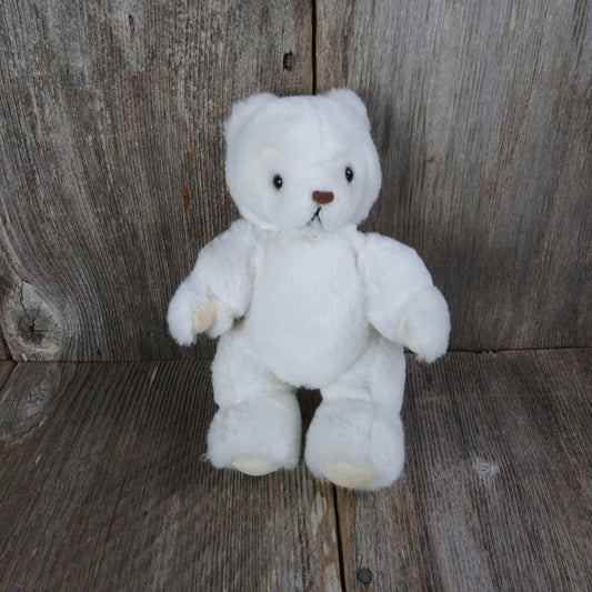 Vintage Teddy Bear Plush Charm Co Jointed White Flocked Nose Stuffed Animal Small 1982