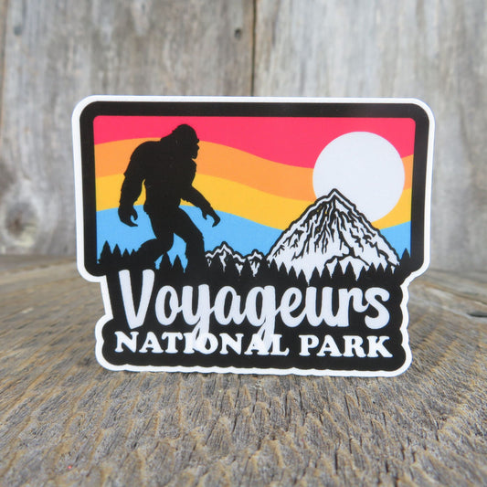 Voyageurs National Park Minnesota Sticker Bigfoot Retro Sunset Mountain Souvenir Waterproof