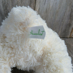 White Teddy Bear Plush Brown Plaid Bow Plush Hamerbest Fuzzy Cream Colored
