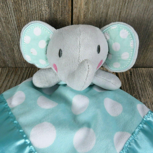 Elephant Lovey Plush Security Baby Blanket Teal Blue Polka Dot Circo Stuffed Animal - At Grandma's Table