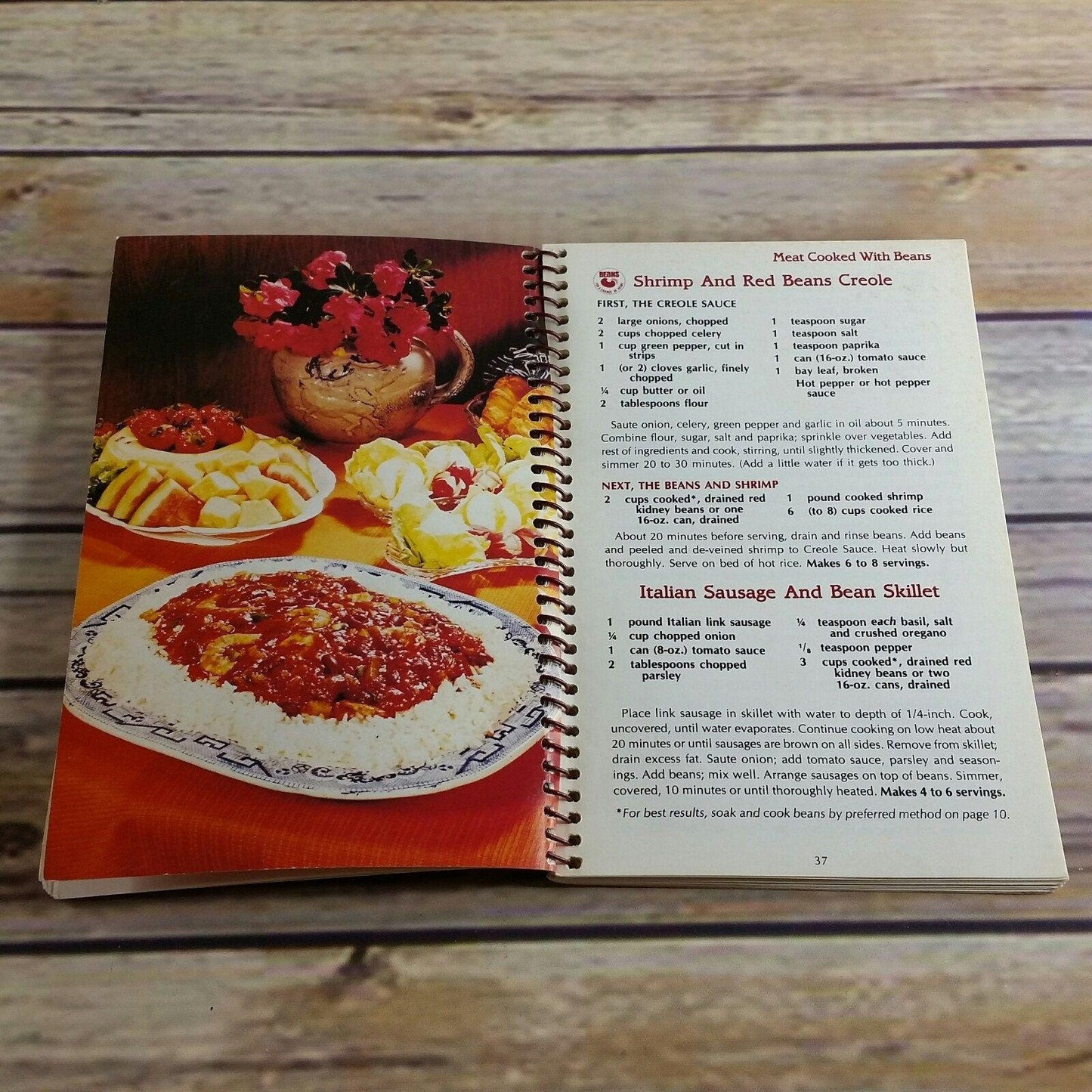 Vintage Cookbook Cooking with California Dry Beans 1992 Spiral Bound Paperback CA Dry Bean Advisory Board Soups Entrees Salads Specialties