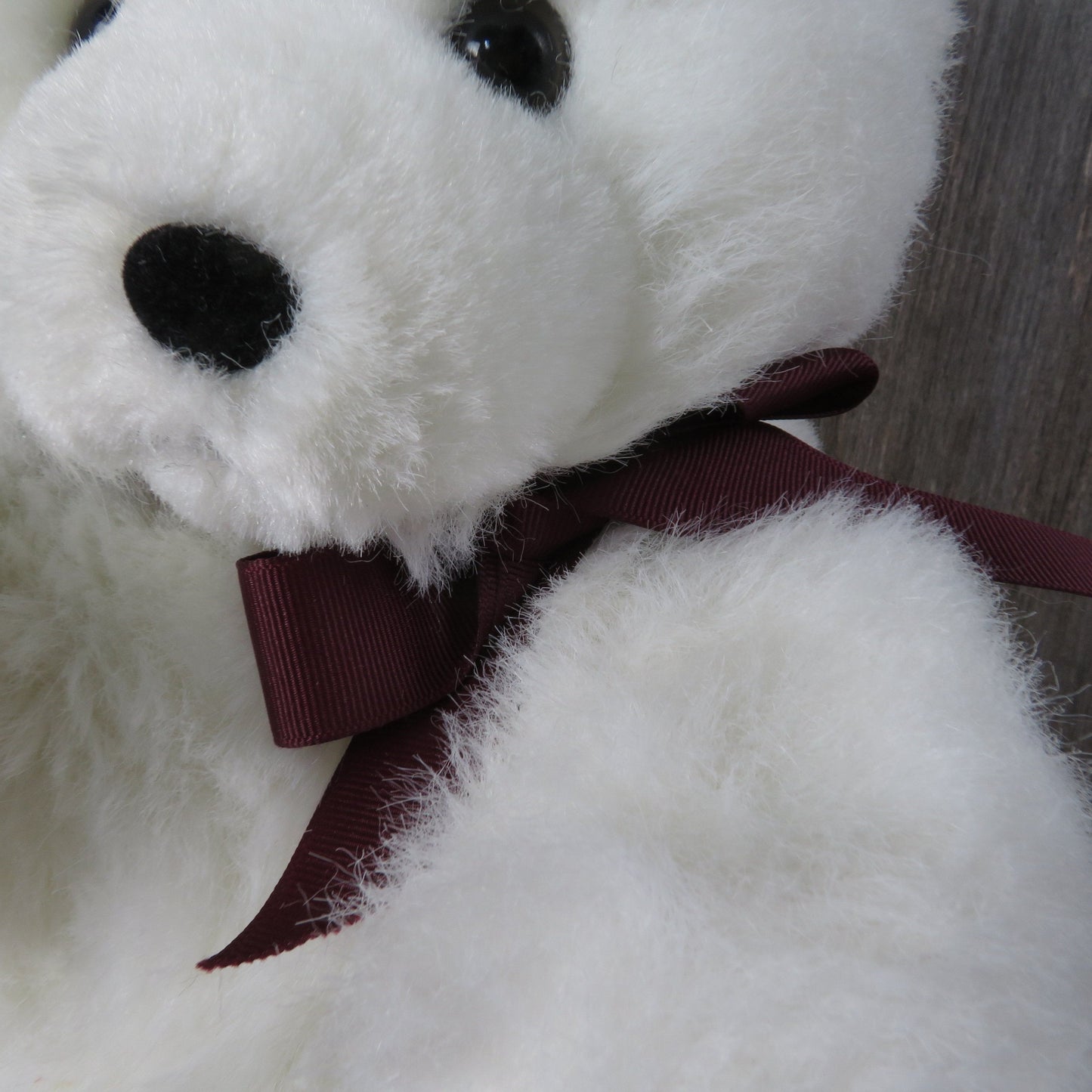 Vintage Teddy Bear Plush Sitting White Begging American Wego 19 inches Stuffed Animal Maroon