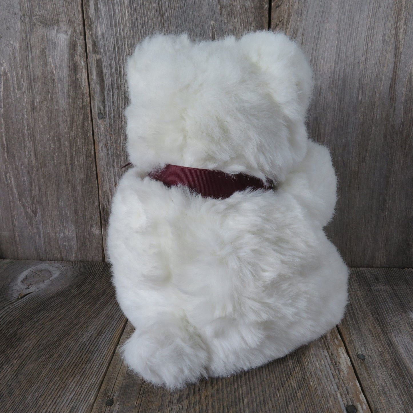 Vintage Teddy Bear Plush Sitting White Begging American Wego 19 inches Stuffed Animal Maroon