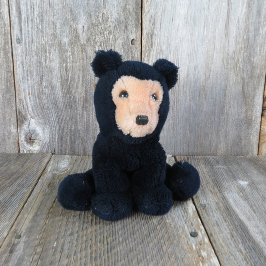 Vintage Teddy Bear Black Plush Dakin Baby Bearfoot 1976 Plush Stuffed Animal Nut Filled Bear Foot