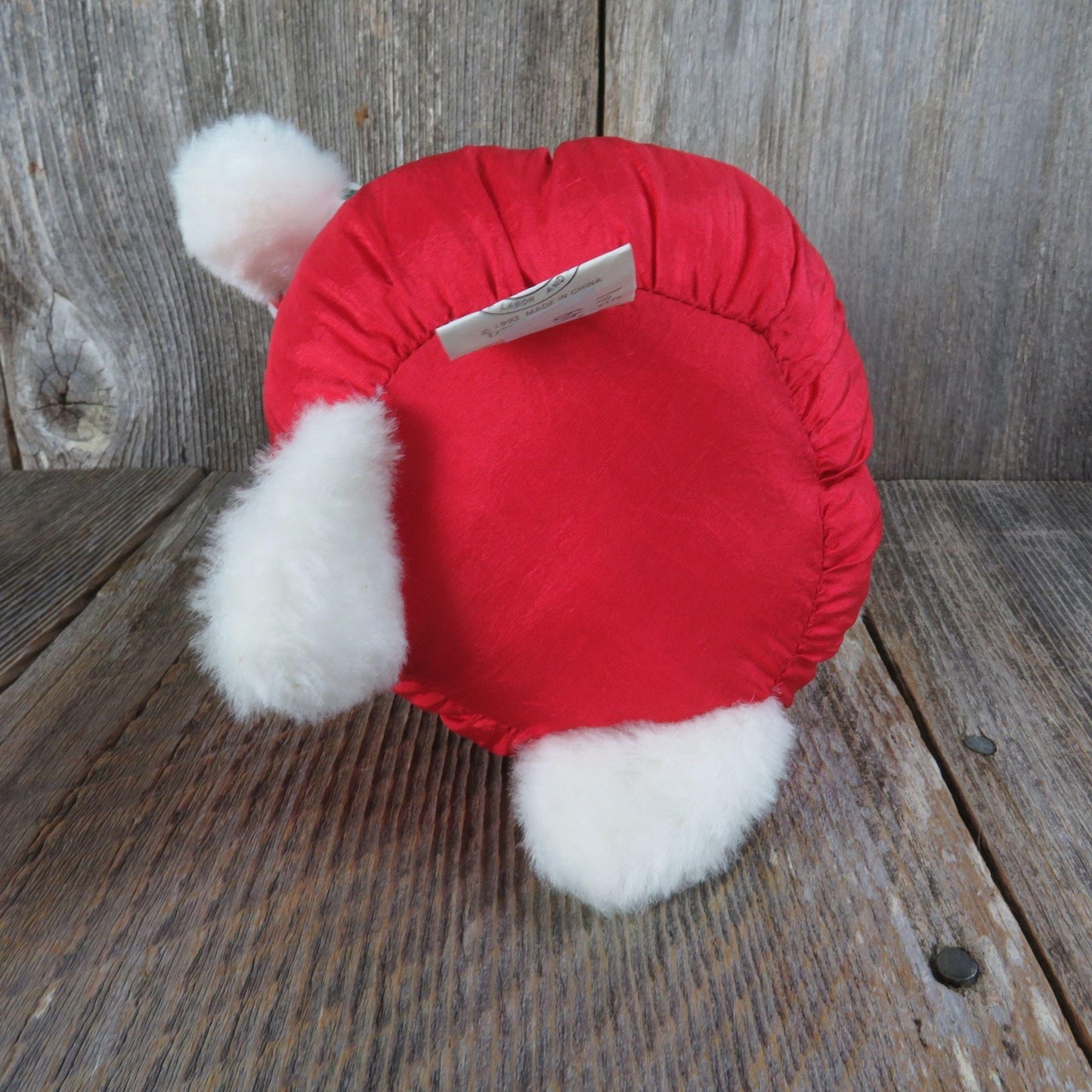 Vintage Puffy Teddy Bear Plush Santa Nylon Santa Hat Silky Stuffed Animal Christmas Winter 1993 Common Wealth