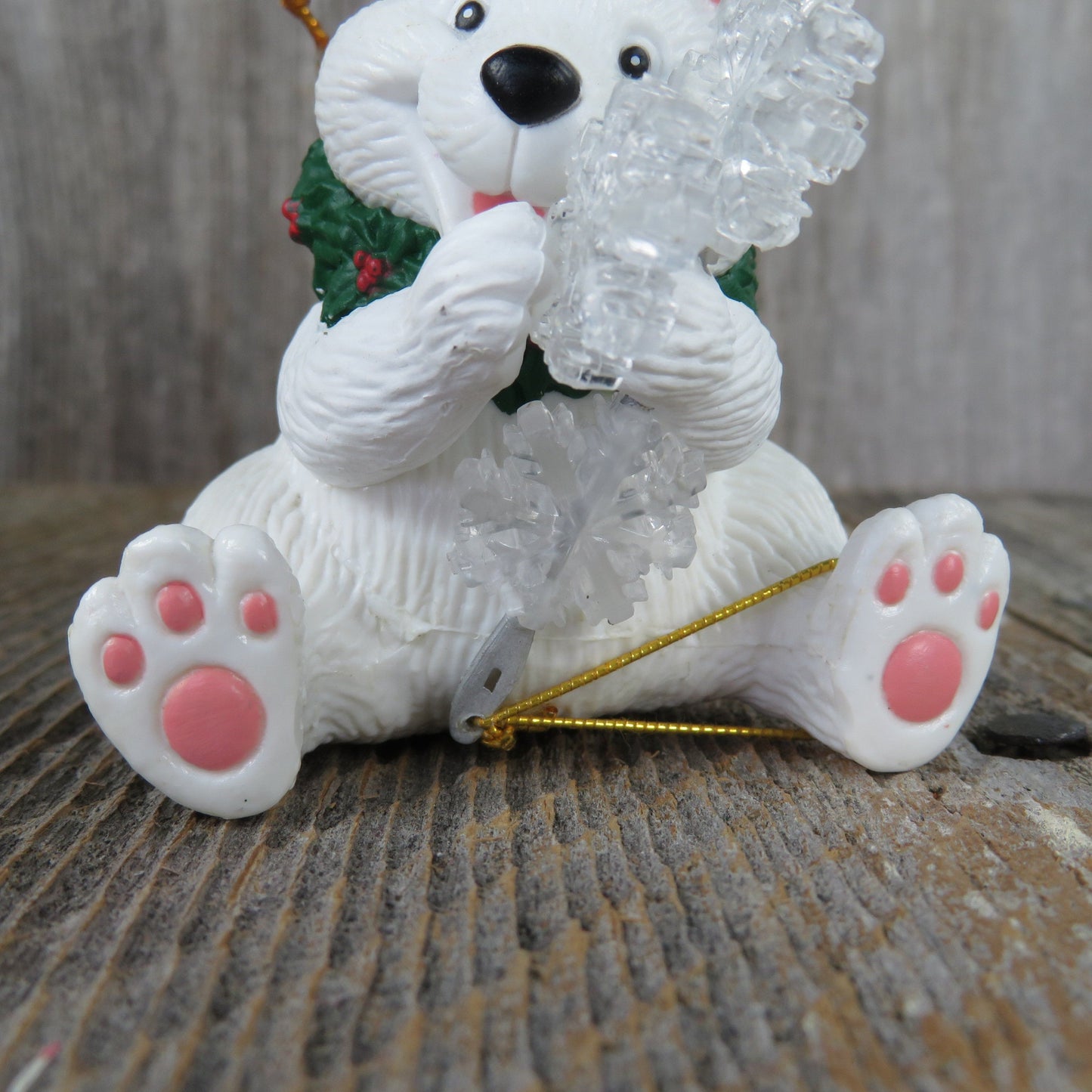 Vintage Polar Bear Ornament Snowflakes Christmas Wreath White Westmar