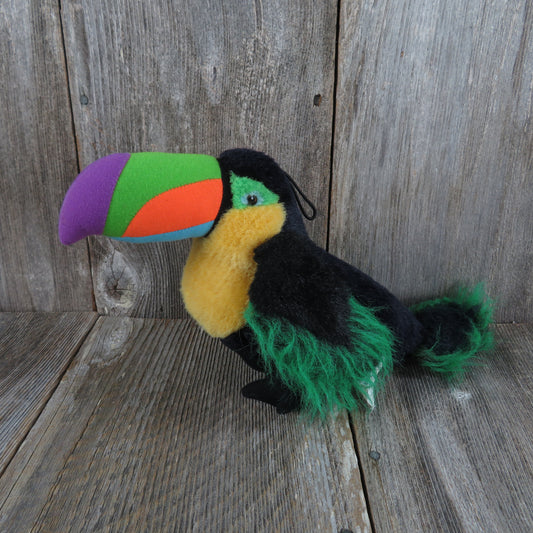 Vintage Toucan Plush Bird Russ Tropical Treasures Stuffed Animal Black Yellow