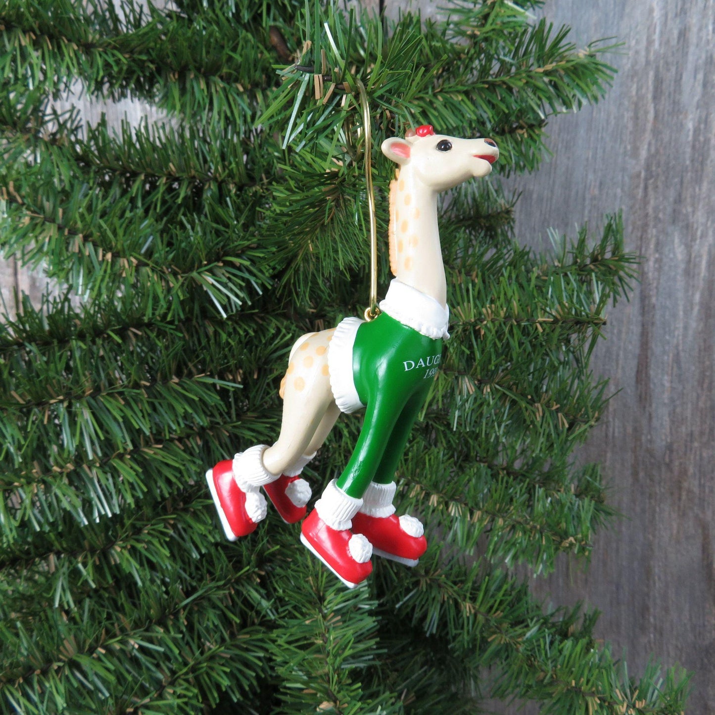 Vintage Daughter Giraffe Ornament 1993 Hallmark Christmas Flexible Bendable Ice Skates