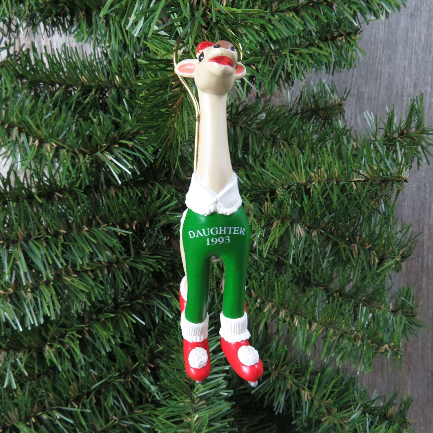 Vintage Daughter Giraffe Ornament 1993 Hallmark Christmas Flexible Bendable Ice Skates