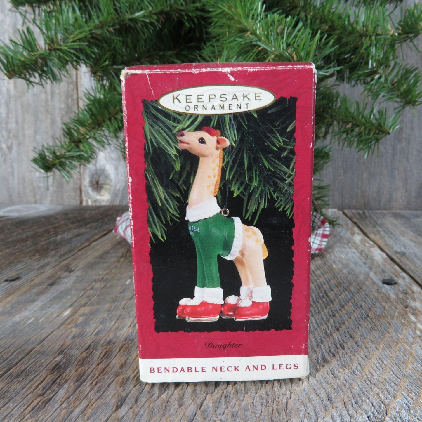 Vintage Daughter Giraffe Ornament 1993 Hallmark Christmas Flexible Bendable Ice Skates