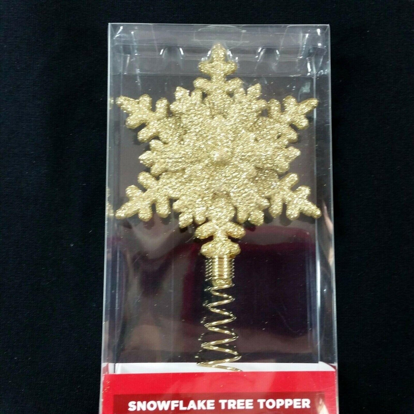 Christmas Tree Topper Snowflake Gold Glitter Metal Holiday Winter Snow