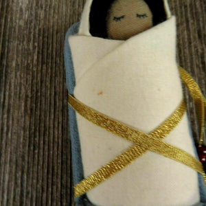 Baby Jesus Christmas Nativity Native Child Papoose Fabric Figurine Tribal Ethnic