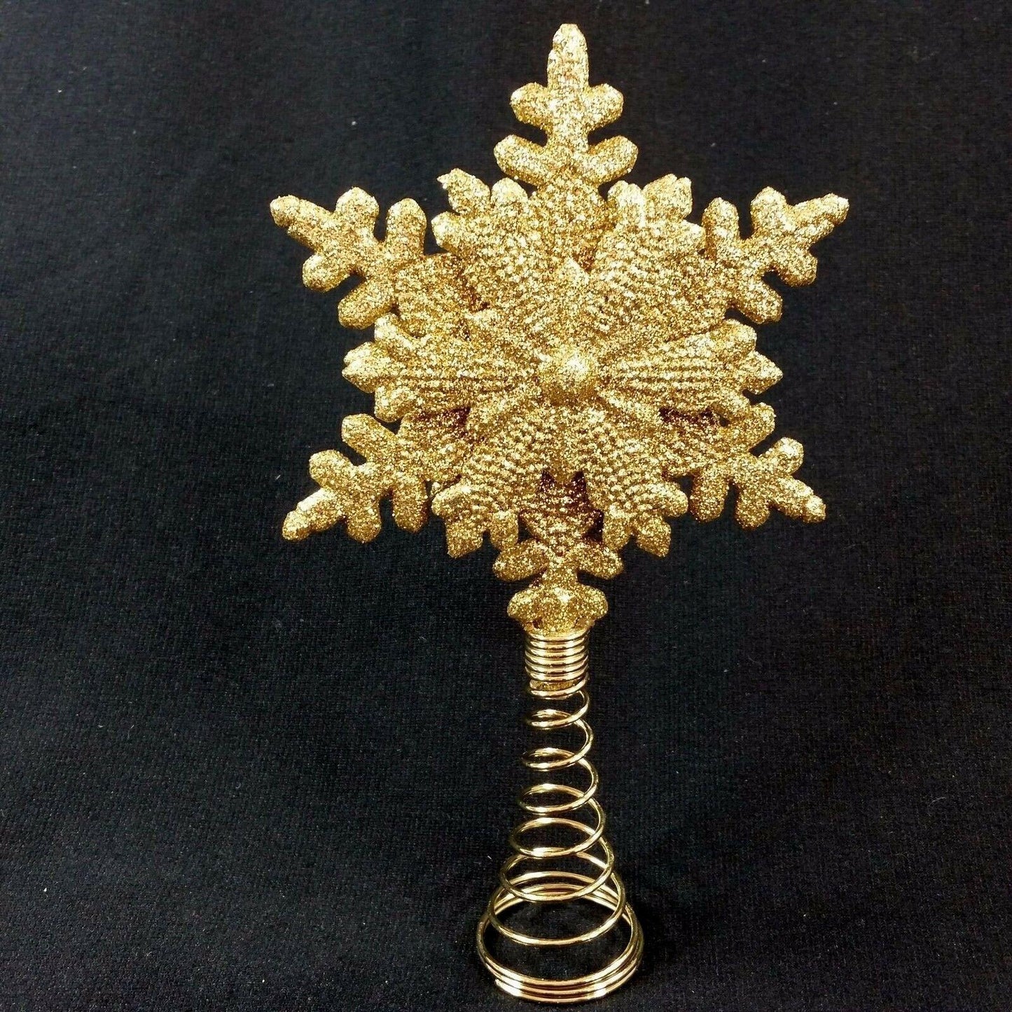 Christmas Tree Topper Snowflake Gold Glitter Metal Holiday Winter Snow
