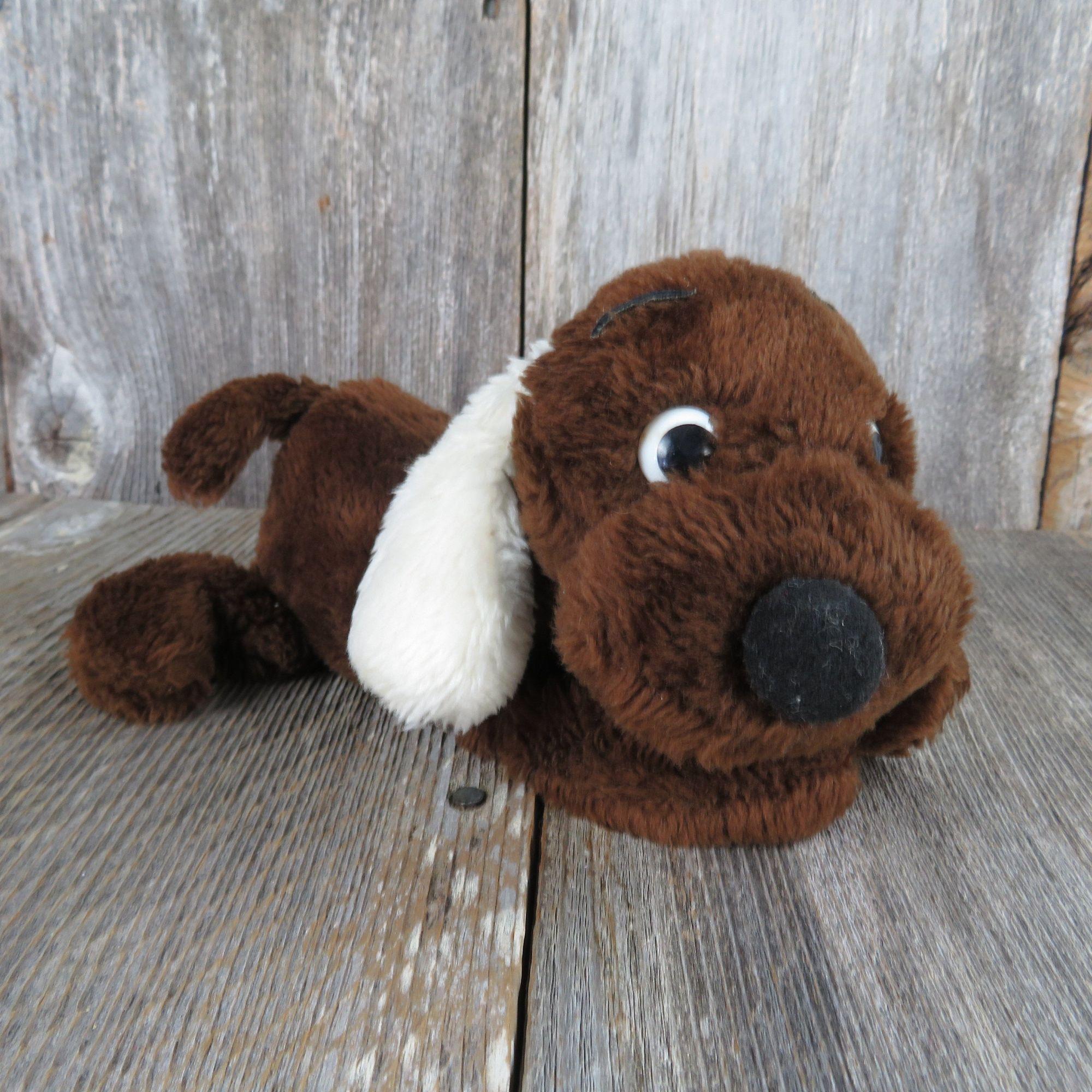 Vintage Brown Drooper Dog with White Ears Plush Dakin 1973 Korea