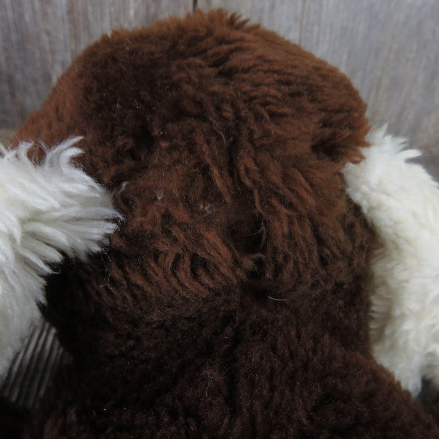 Vintage Brown Drooper Dog with White Ears Plush Dakin 1973 Korea Nut Filled Puppy Stuffed Animal