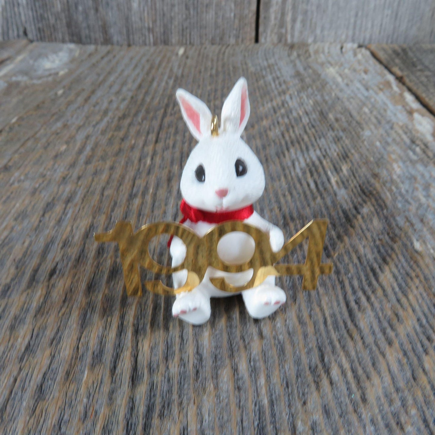 Vintage White Rabbit Hallmark Bunny Keepsake Christmas Ornament 1994 Fabulous Decade