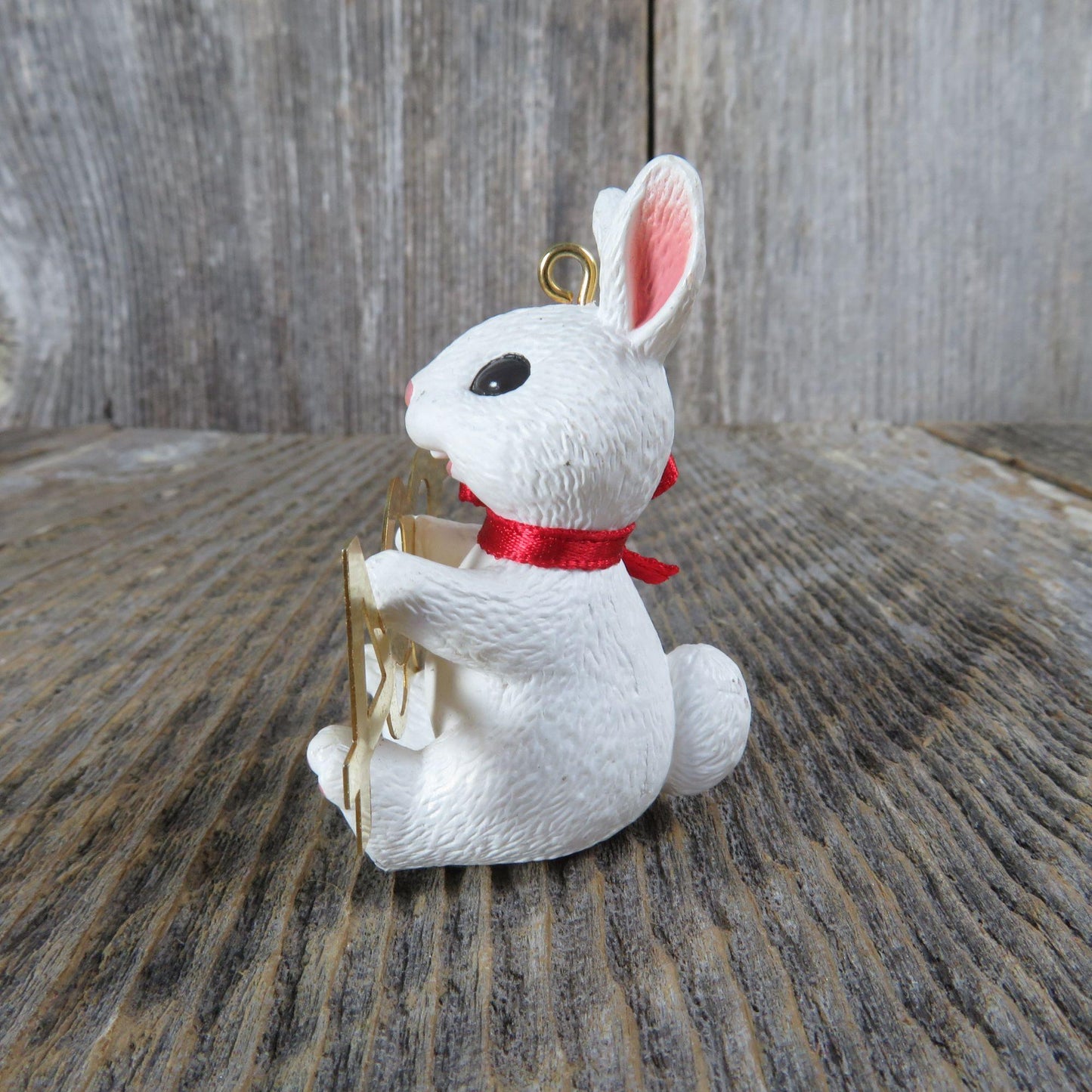 Vintage White Rabbit Hallmark Bunny Keepsake Christmas Ornament 1994 Fabulous Decade