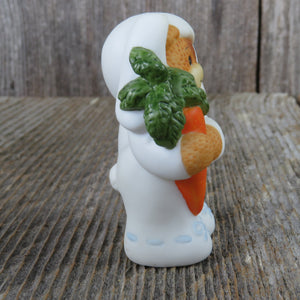 Bear in Bunny Suit Figurine Carrot Blue Bows Easter Lucy Rigg Enesco Vintage 1987