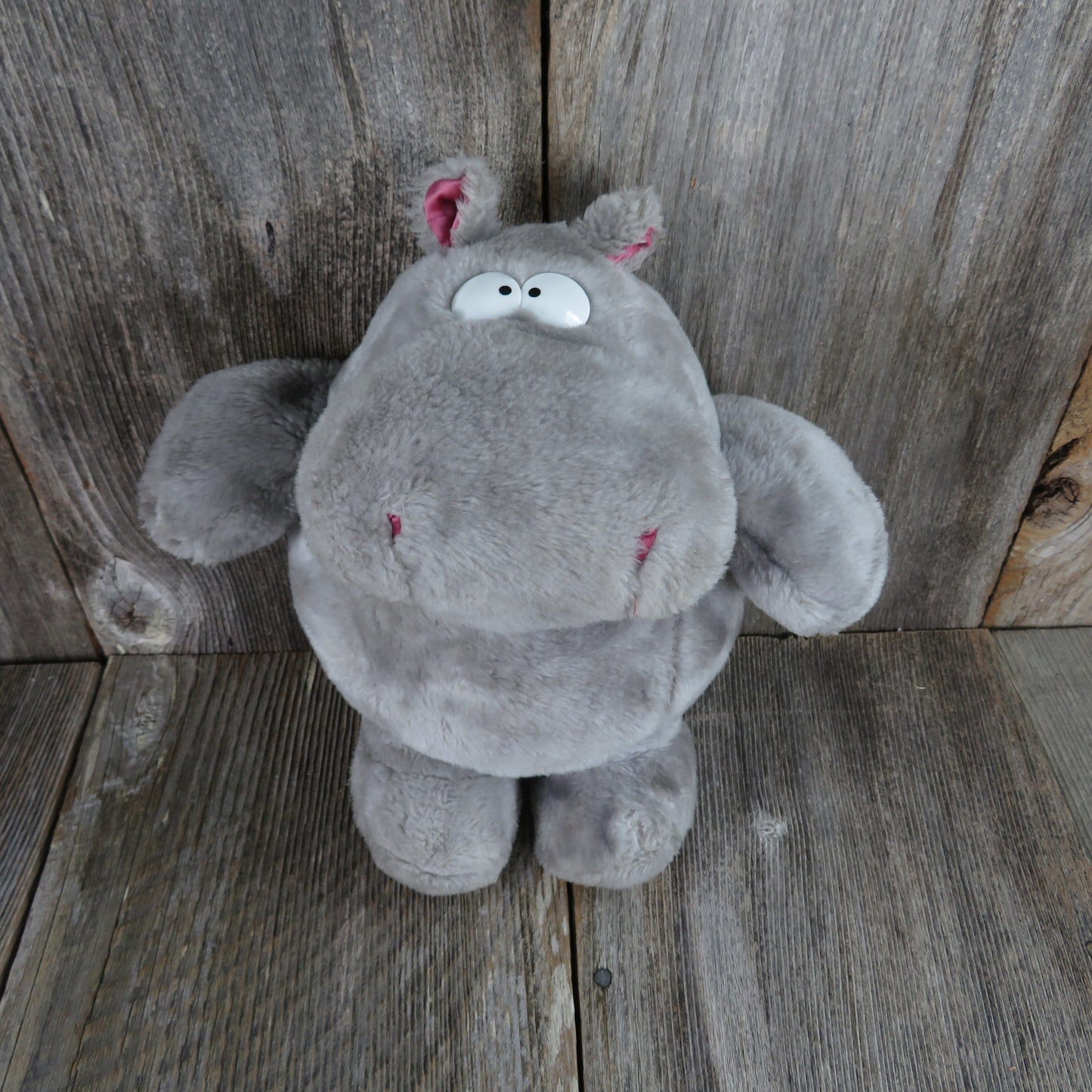 Vintage Hippo Plush Sandra Boynton Hippopotamus  Cartoon Grey Stuffed Animal Comic Standing