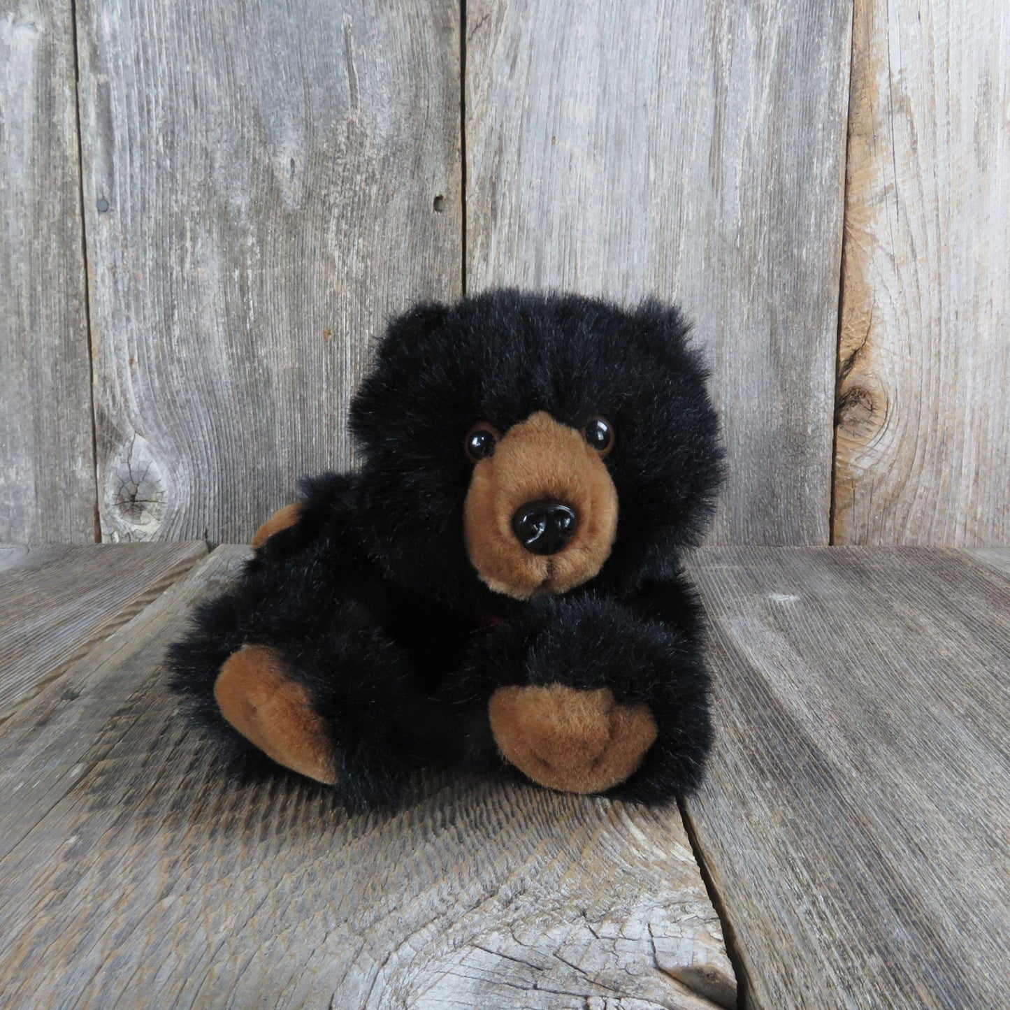 Vintage Teddy Bear Plush Black Brown Posable Stuffed Animal MJC Purr-Fection 1992 Soft