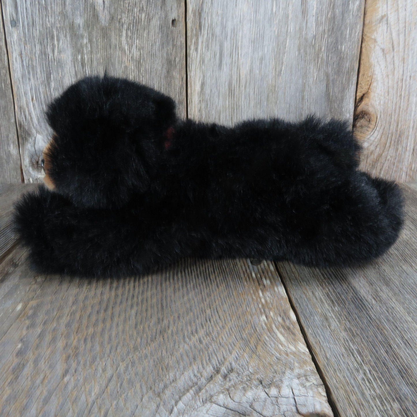 Vintage Teddy Bear Plush Black Brown Posable Stuffed Animal MJC Purr-Fection 1992 Soft