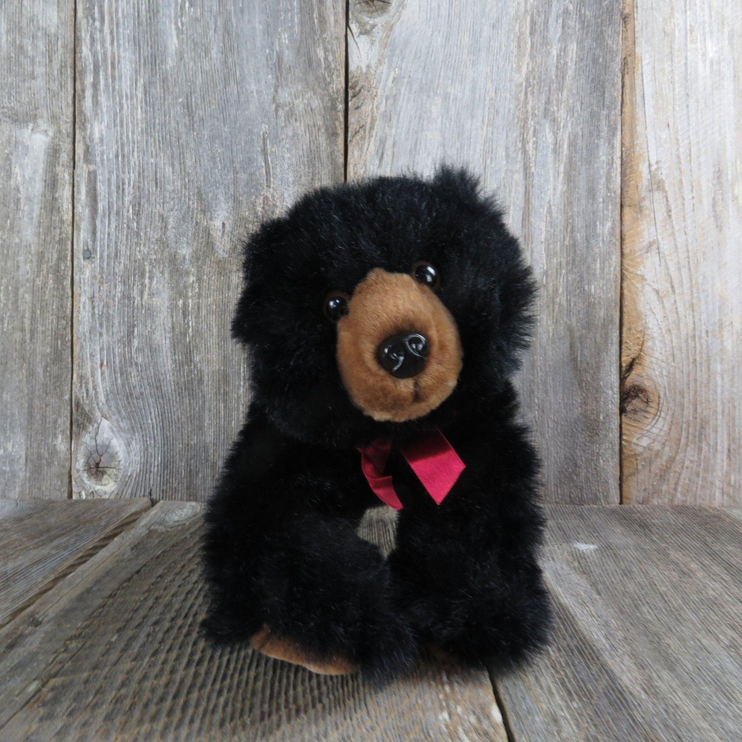 Vintage Teddy Bear Plush Black Brown Posable Stuffed Animal MJC Purr-Fection 1992 Soft