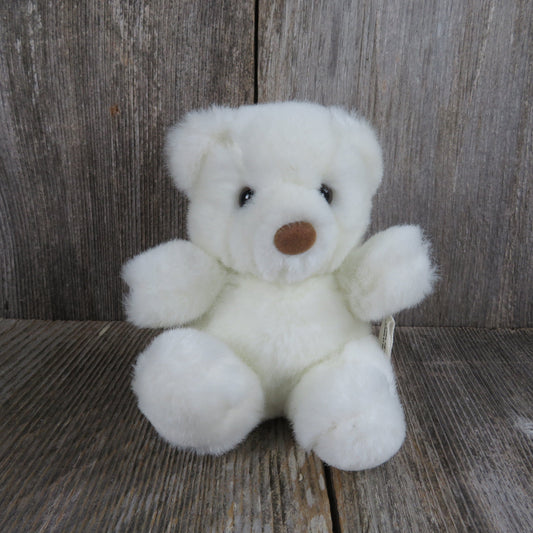 Vintage White Bear Plush Polar House of Fabrics Mini Korea So-Fro Fabrics Flocked Nose Stuffed Animal - At Grandma's Table
