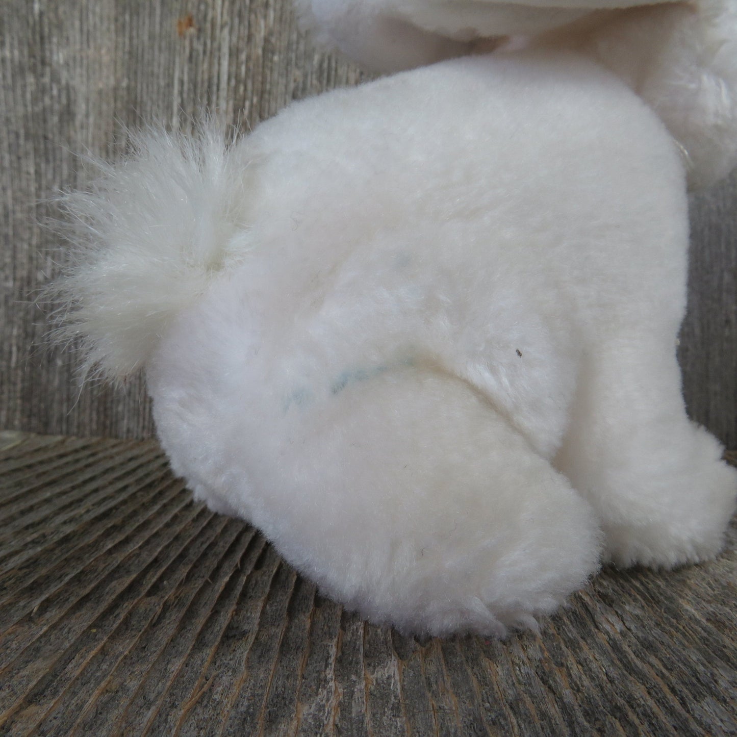 Vintage White Bunny Plush Rabbit with Eyelashes Realistic Easter Stuffed Animal All Fours Standing