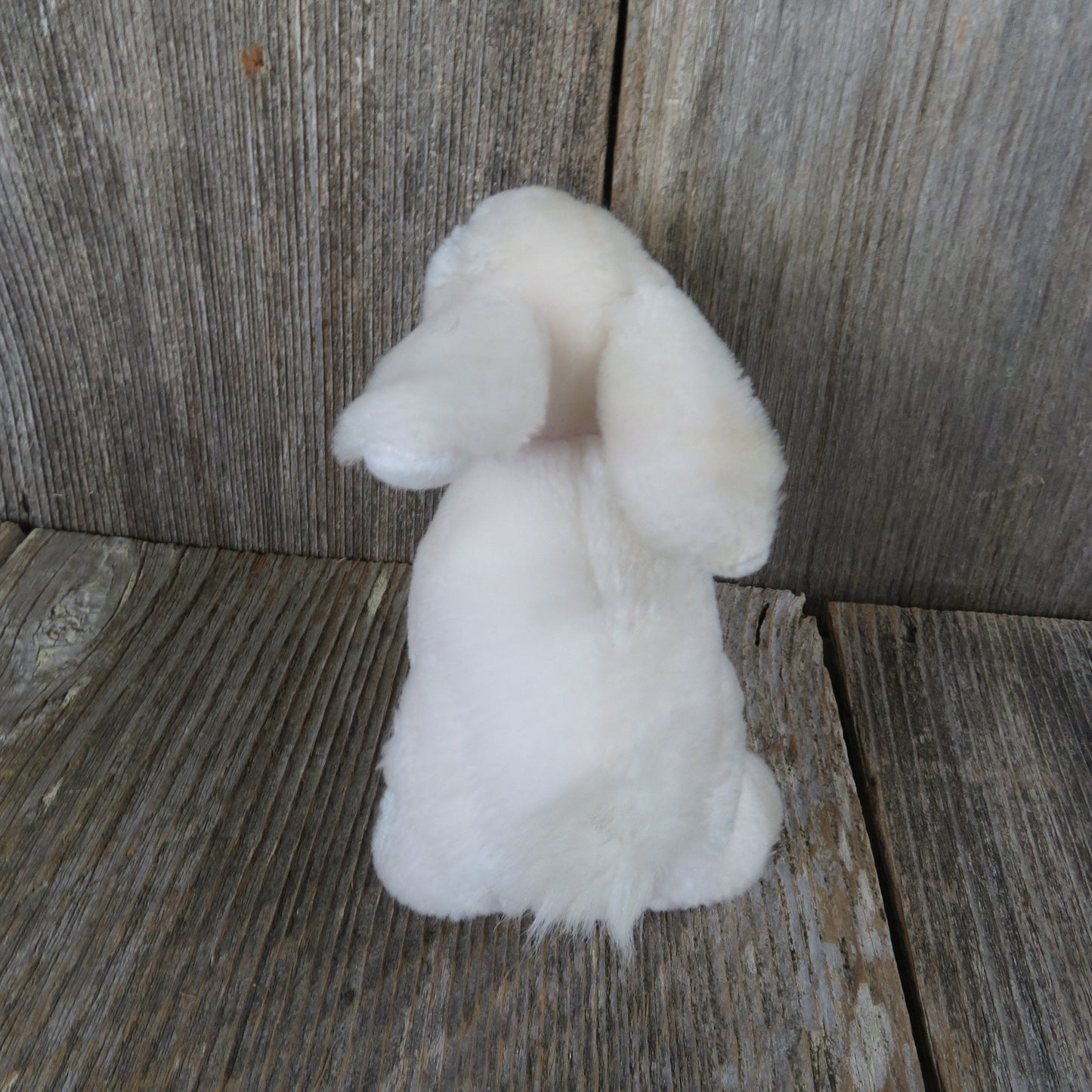 Vintage White Bunny Plush Rabbit with Eyelashes Realistic Easter Stuffed Animal All Fours Standing