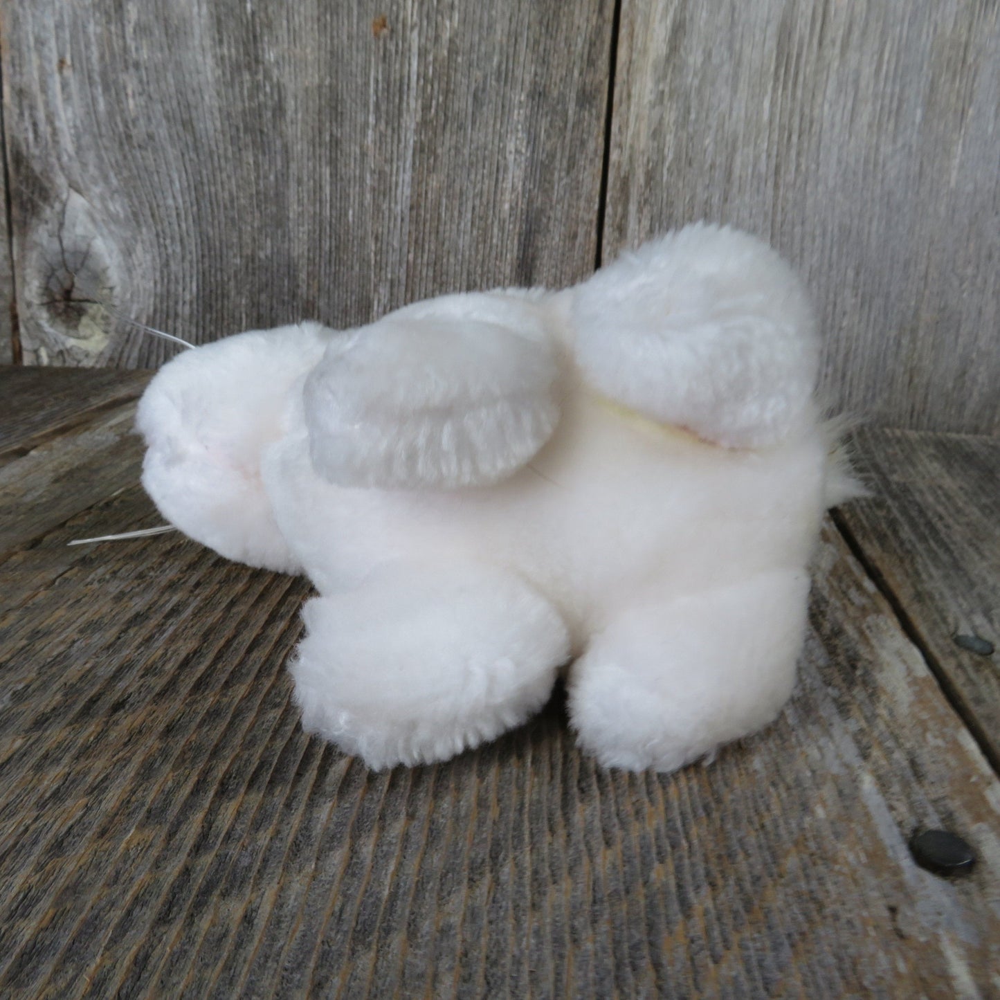 Vintage White Bunny Plush Rabbit with Eyelashes Realistic Easter Stuffed Animal All Fours Standing