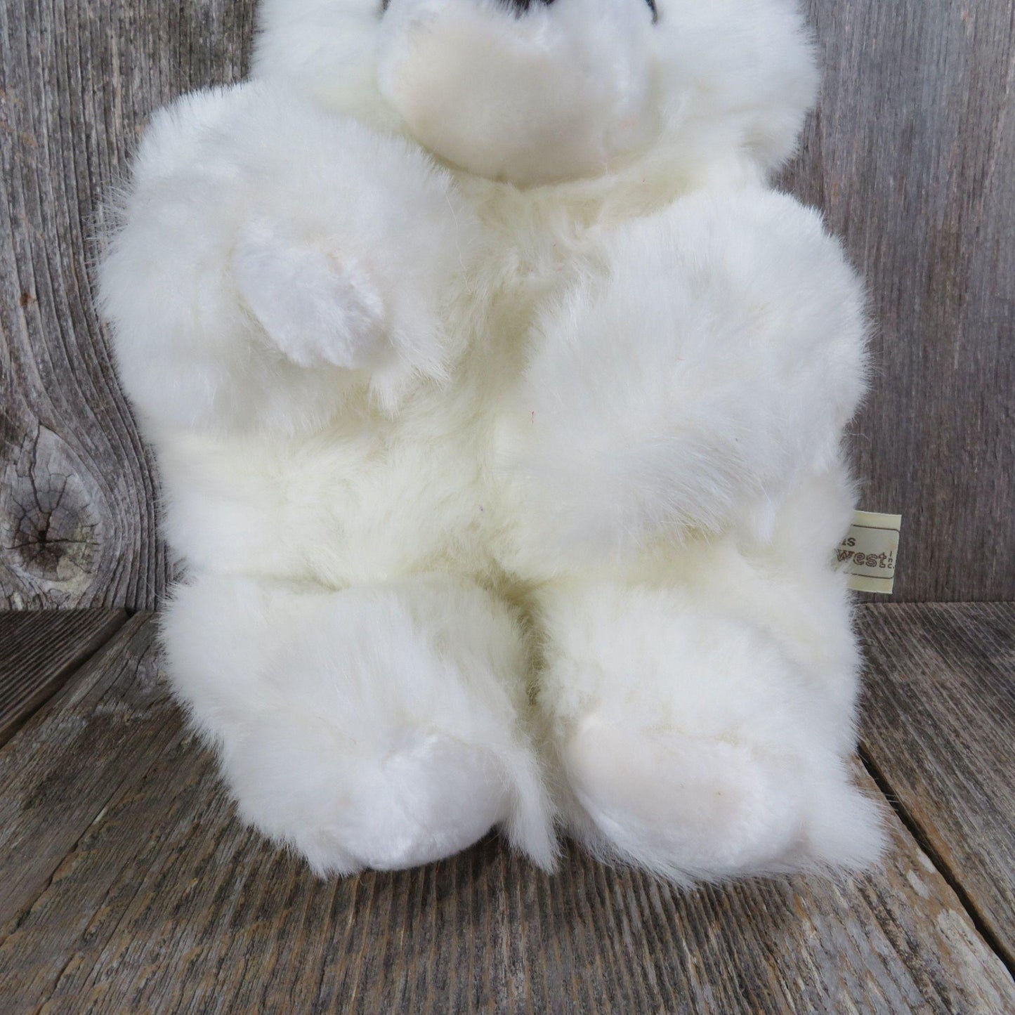 Vintage Teddy Bear Plush Shaggy Sitting White Brown Nose Designs West Stuffed Animal Korea