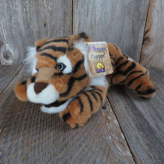 Vintage Tiger Puppet Plush Cat Wild Stuffed Animal A and A Plush Taj Tiger