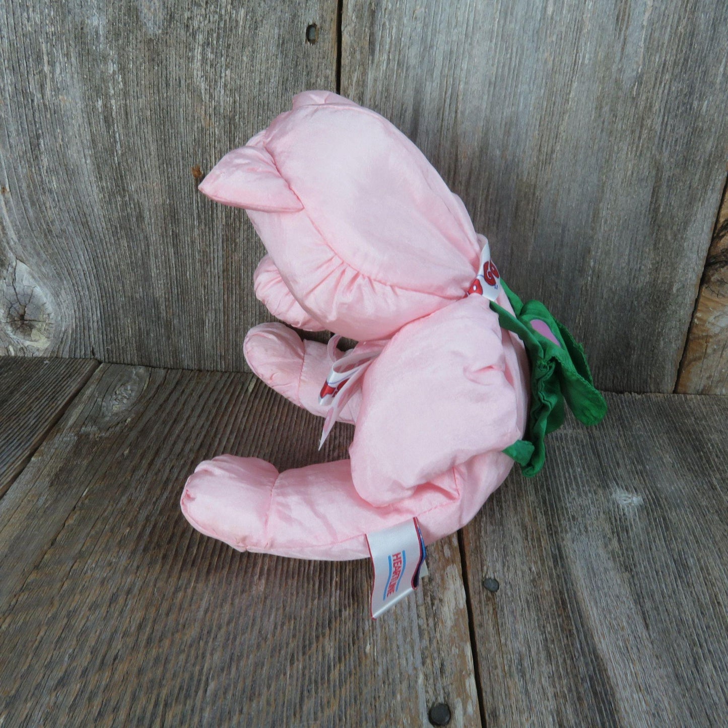 Vintage Pig Plush Stuffed Animal Pink Hog Nylon Backpack Green Heart Slick Hallmark Heartline 1991