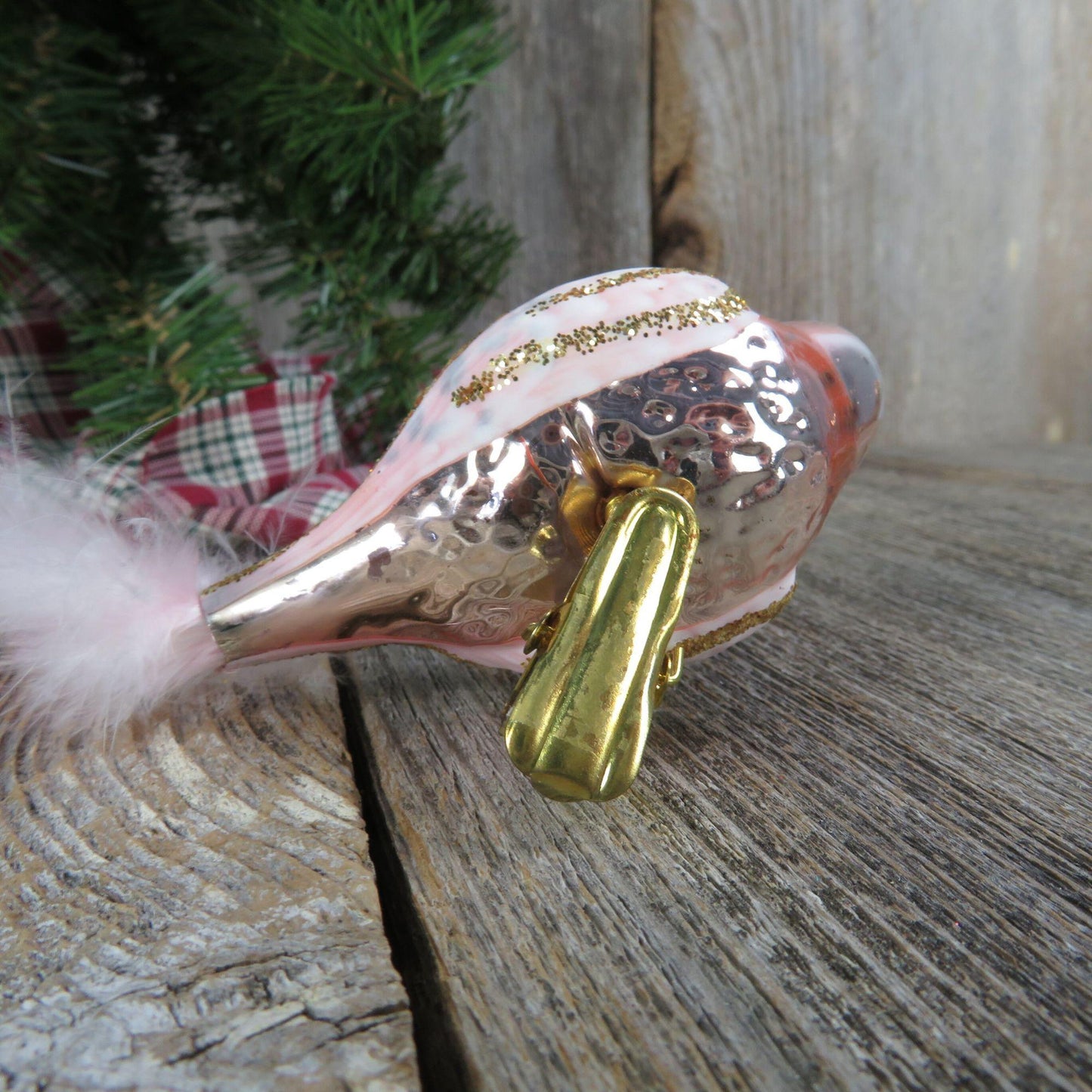 Pink Bird Clip Ornament Flamingo Swan Glitter Feather Tail White Gold