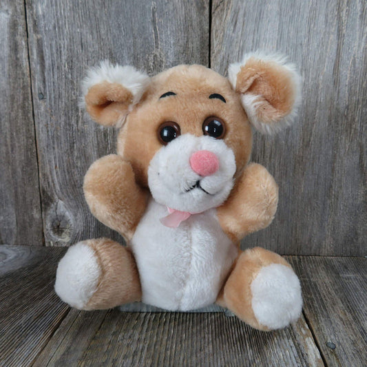 Vintage Lion Bear Plush Reggie Pink Nose Big Eyes Russ Tan White Belly Stuffed Animal 1978 Korea