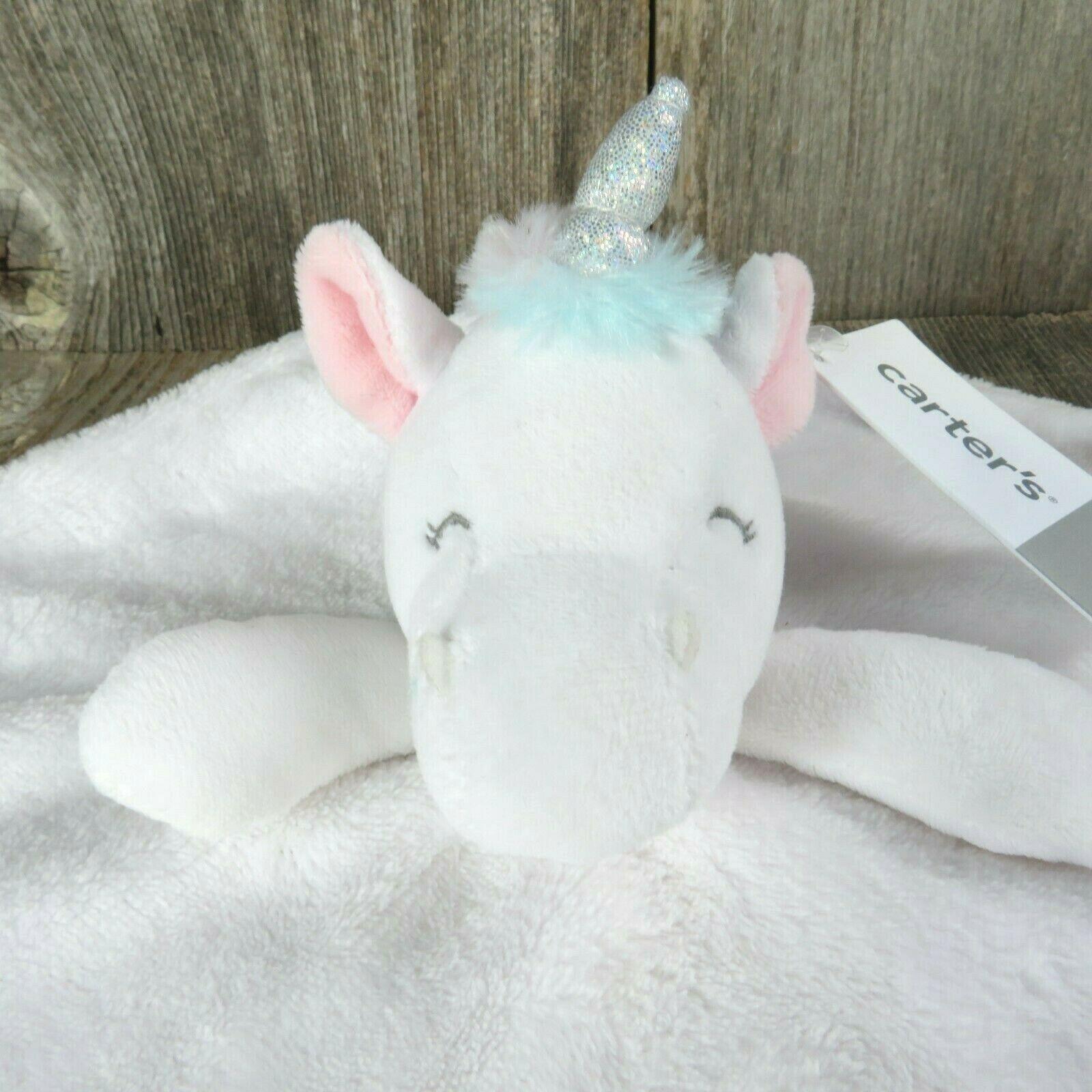 Unicorn Lovey Fleece Security Blanket Carter s White Pink Silver Lovie At Grandma s Table