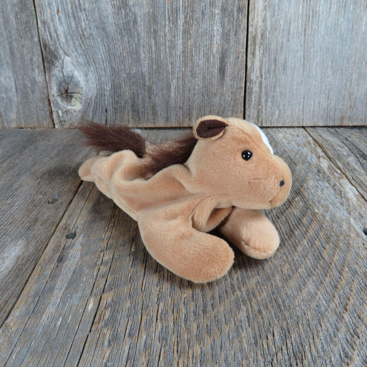 Vintage Pony Horse Plush Beanie Baby Derby Bean Bag Stuffed Animal 1995 Tag Protector