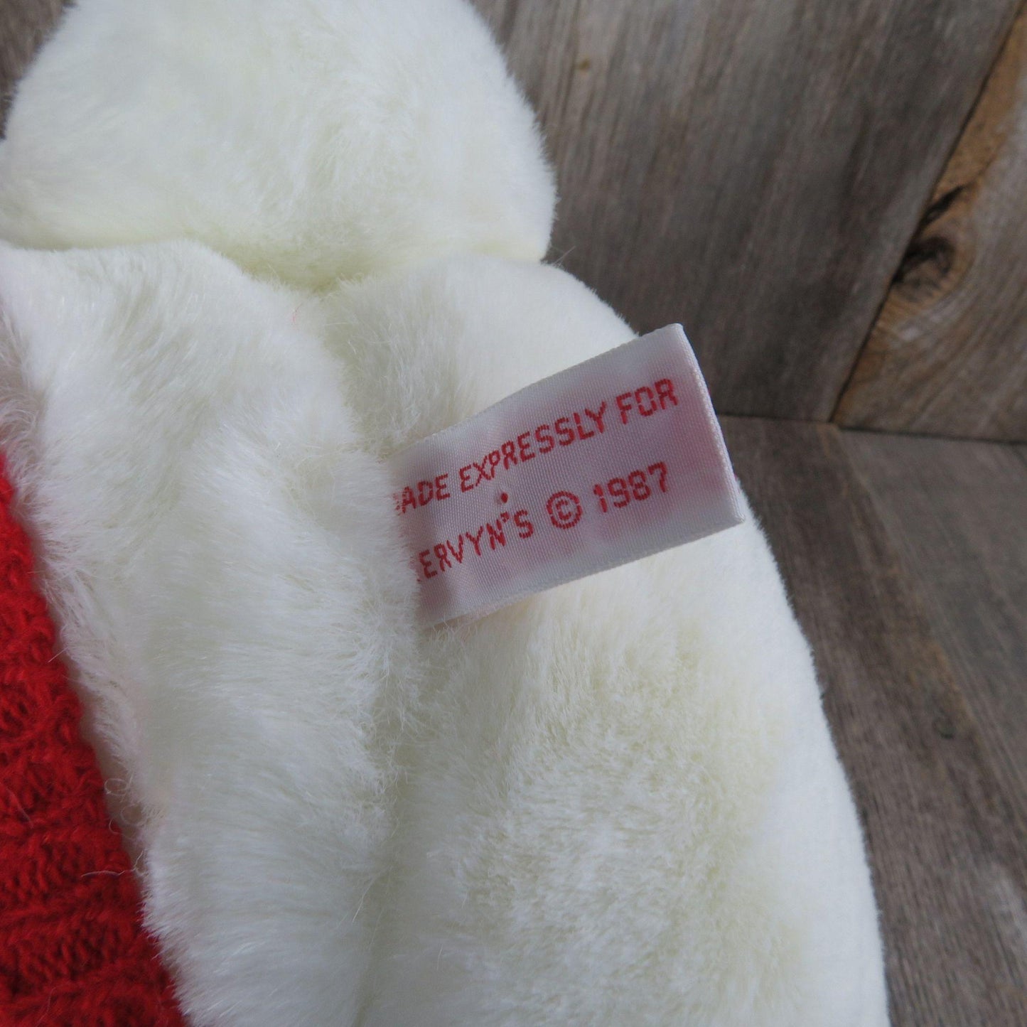 Vintage Bunny Rabbit Plush Christmas Red Sweater Mervyn's Easter Hare White Stuffed Animal 1987