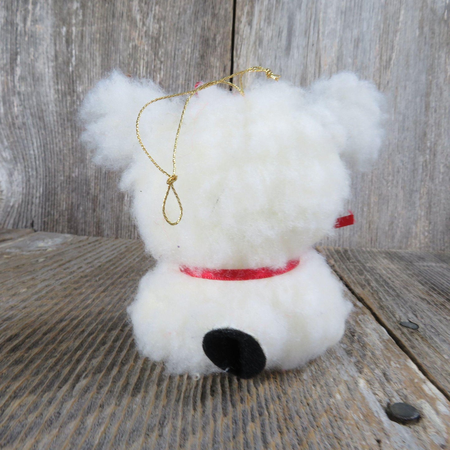 Lamb Sheep Fleece Ornament White Black Felt Ears Christmas Vintage