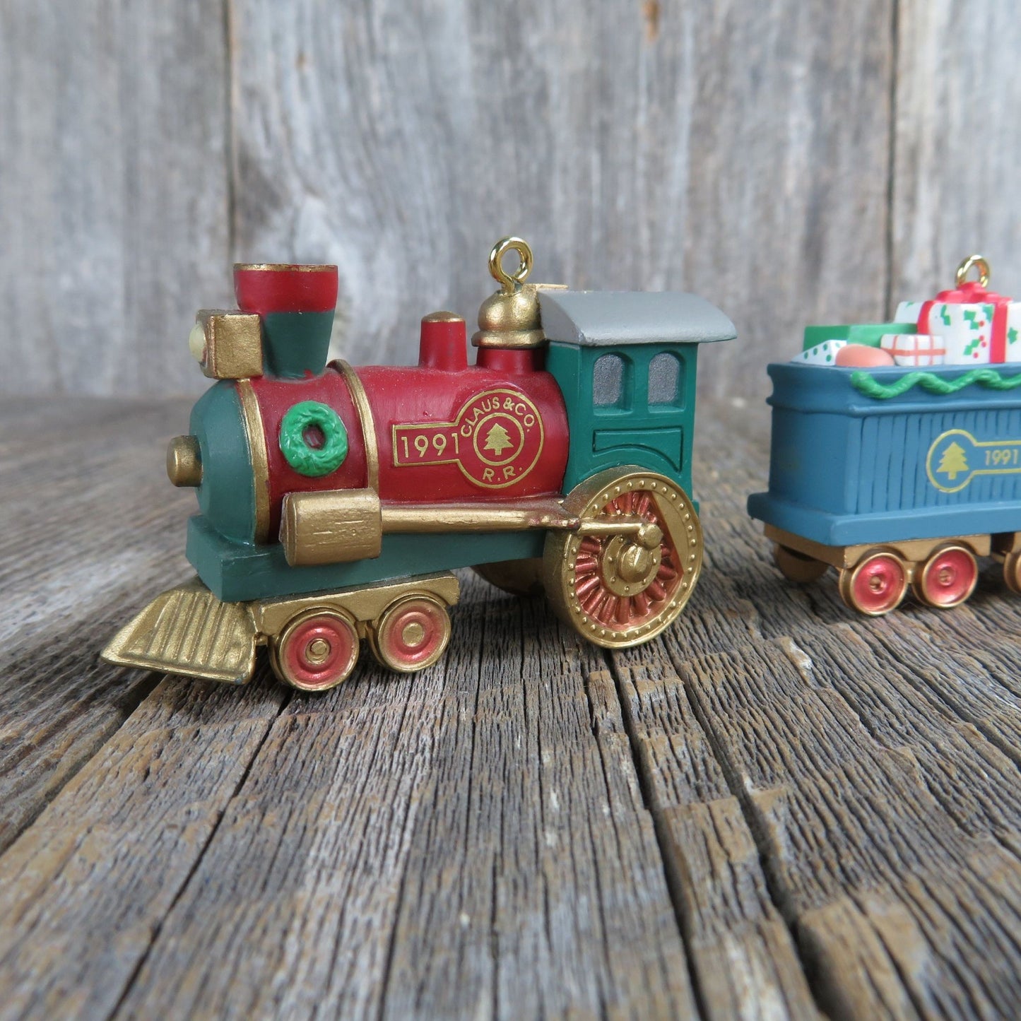 Vintage Train Ornament Claus Co. R.R. Railroad Christmas Hallmark 1991