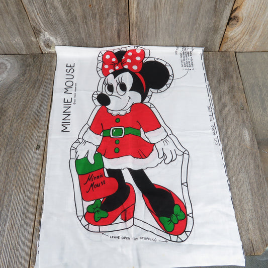 Vintage Minnie Mouse Fabric Panel Ameritex Walt Disney Cut Sew Christmas Mrs Claus Pillow Doll