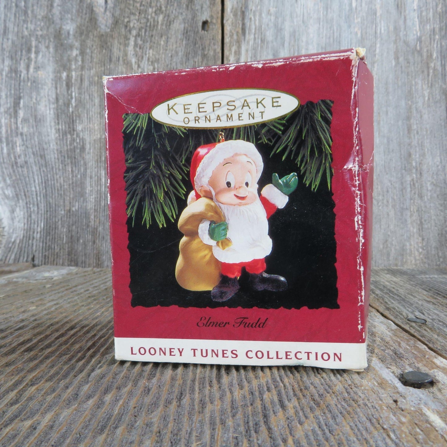 Vintage Elmer Fudd Santa Claus Hallmark Ornament Christmas Looney Tunes Toy Sack 1993