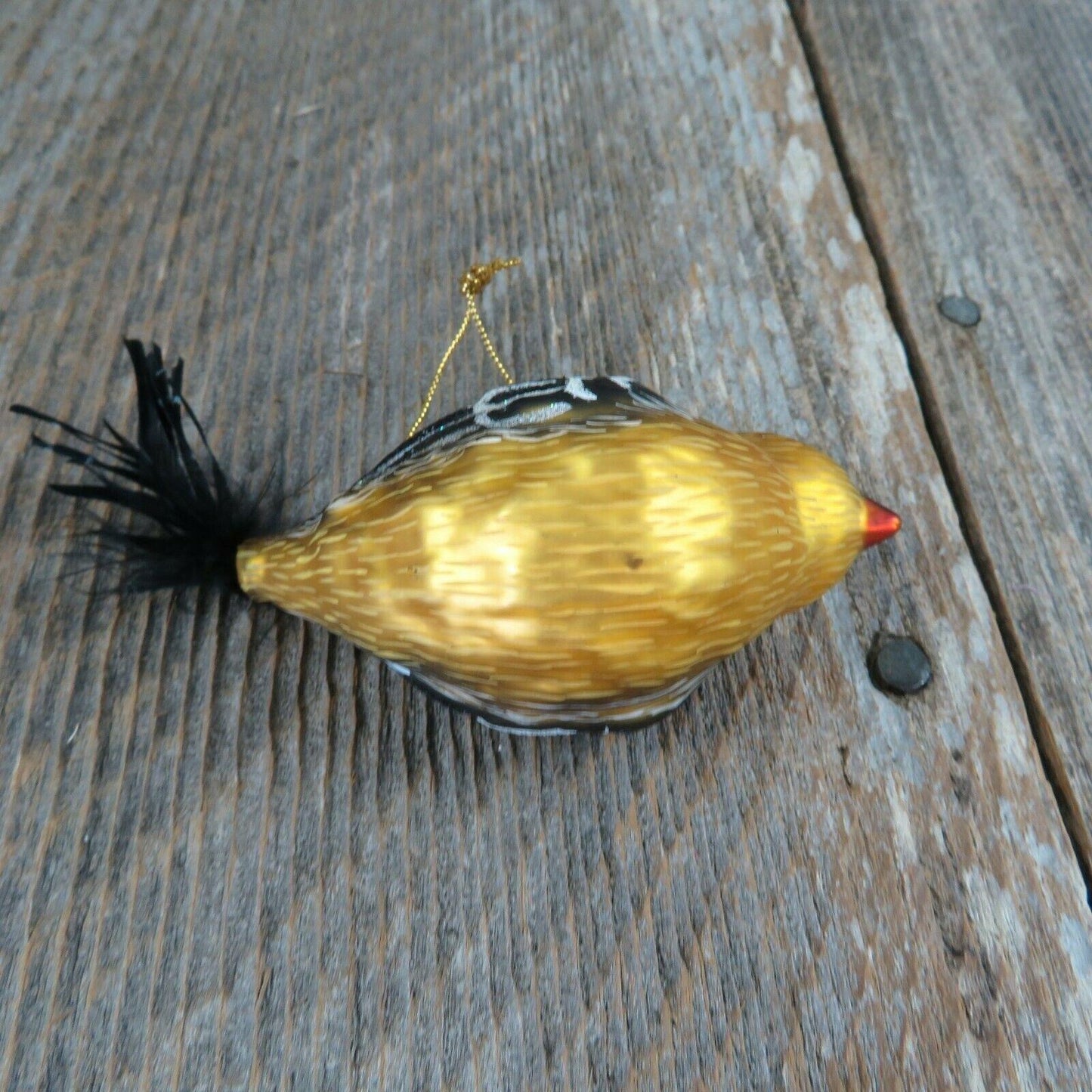 Goldfinch Glass Ornament Gold Christmas Black Feathers Seasons Cannon Falls