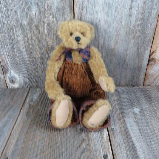 Vintage Teddy Bear Plush Jointed Travis Ganz Cottage Collection Corduroy Bib Overalls 1997 Long Arms Stuffed Animal