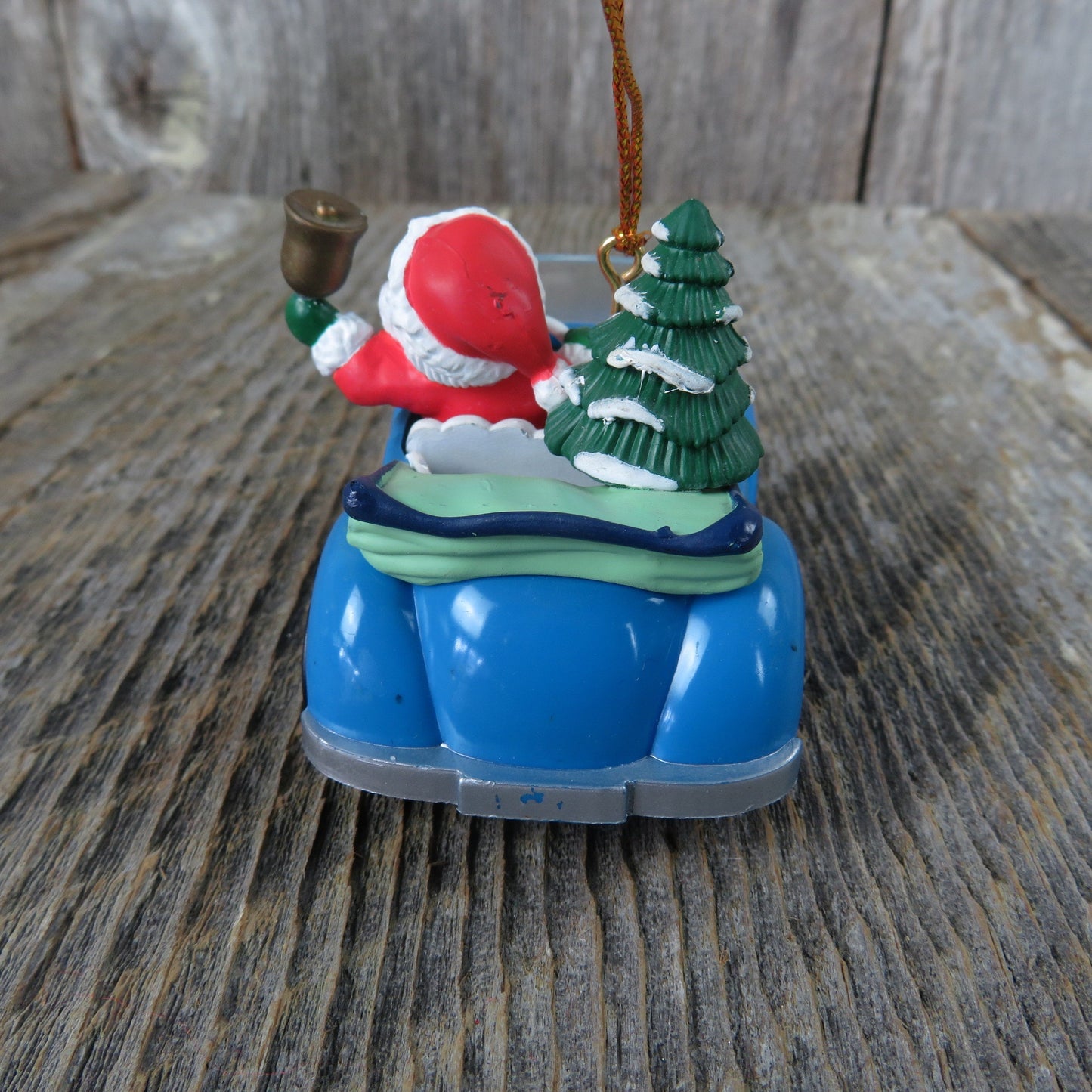 Vintage Santa Driving Car Ornament Blue VW  Bug Westmar Christmas Gifts Tree Car Lover Enthusiast