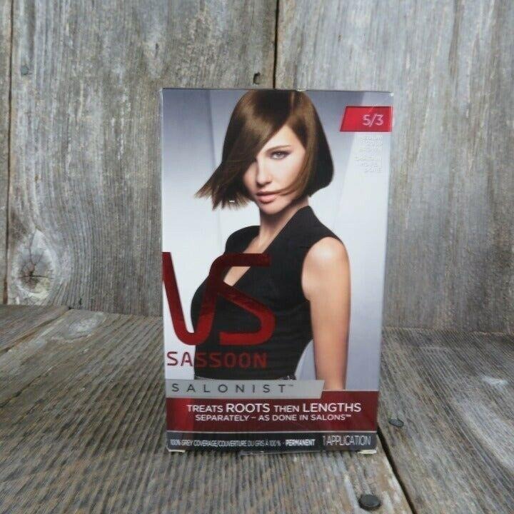 Vidal Sassoon Hair Dye 5/3 Gold Brown Salonist Permanent Grey Coverage Kit