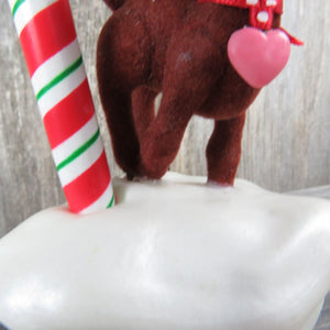 Vintage Reindeer Crossing Christmas Stocking Holder 1988 Hallmark Flocked Deer Hanger Hook